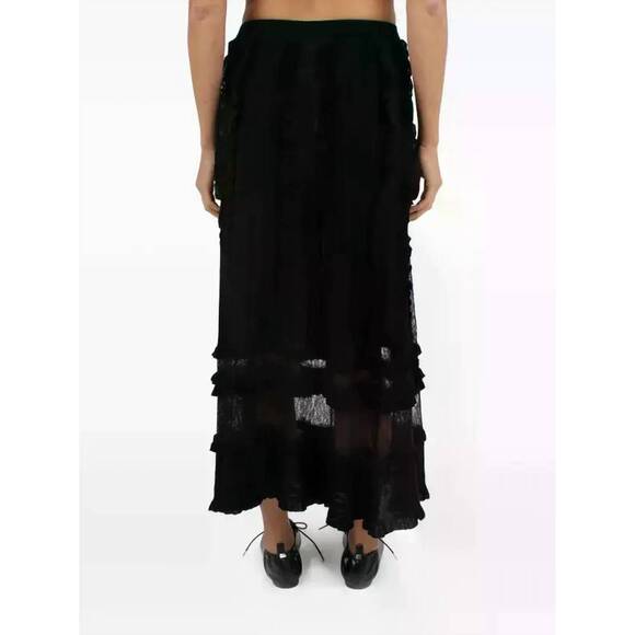 NEW ULLA JOHNSON women's vivian knit high waist midi skirt in noir - Picture 4 of 4